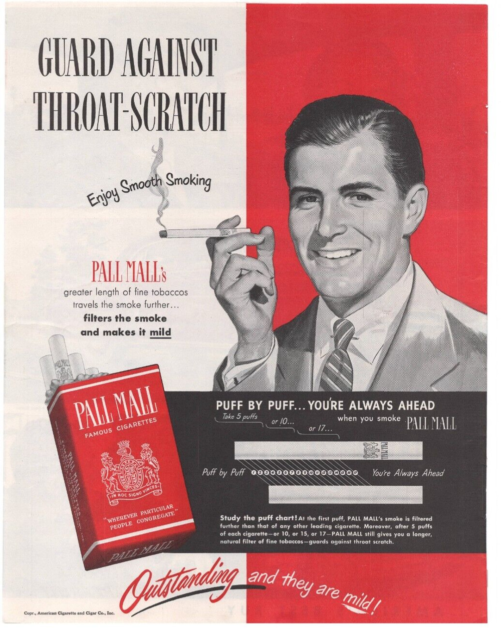 Vintage Original Pall Mall Magazine Advertisement Color 1950s Tobacciana